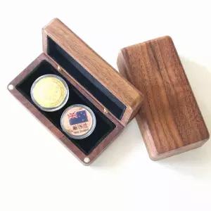 호환  직사각형 흑호두 나무 브로치 메달 기념주화 수집 상자 선 보관용 나무 빈 상자