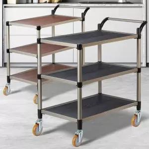 [골드스마일]월넛우드 3단 특대 와인바퀴 써빙카트 주방트롤리웨건