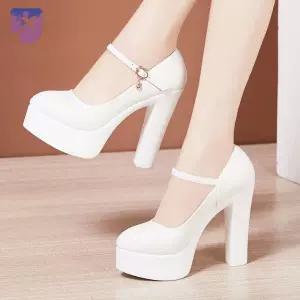 실버 웨딩슈즈 통굽 본식 구두 새틴 셀프촬영 장식