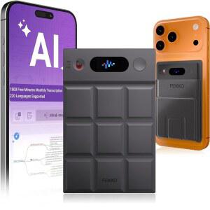 [미국배송] AI 음성 녹음기 노트 케이스 - 전사 및 요약 노이즈 캔슬링 220개 언어 지원 64GB 메모리 APP 제어 오디오 강의 회의 콜 그레이