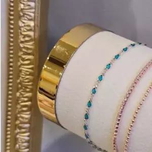 [셀러에이드]실버925 국내제작 블루빛 에나멜 포인트 체인 은팔찌 블루실버팔찌