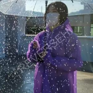 우비 가벼운 비옷 단추형 레인코트 EVA재질 보라색