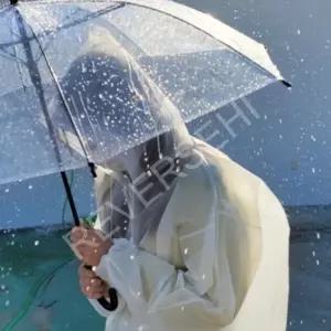 우비 가벼운 비옷 단추형 레인코트 EVA재질 흰색