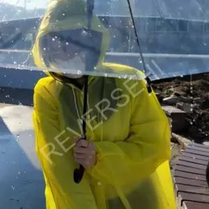 우비 가벼운 비옷 단추형 레인코트 EVA재질 노란색