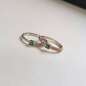 [셀러에이드]실버925 국내제작 에메랄드 반지 실버링 유니크 은반지 (SILVER)