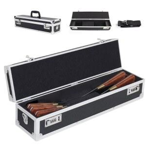 플라이도니소 셰프 u2019s 나이프 케이스 알루미늄 하드 케이스, 듀얼 콤비네이션 잠금장치 컬러리 캐리어 휴대용 정리함 블록 홀더 보호대, 8개의 슬롯으로 가정용 주방 도구 최대 17.5 u201D 보관 가능