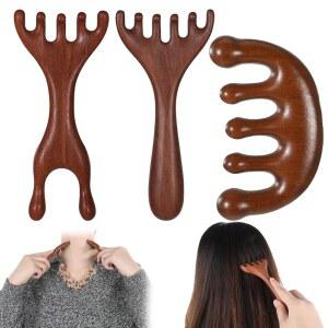 Xthrotsenk 3 PCS 마사지기 모발 성장 나무 Gua Sha 빗 수동 스캘프 여성 남성 모발용 도구가 성장을 촉진합니다