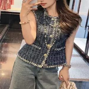 여사친 하프 데일룩 코트 천춘파랑쇼장트위드조춘귀티백샤오샹 DAOL1