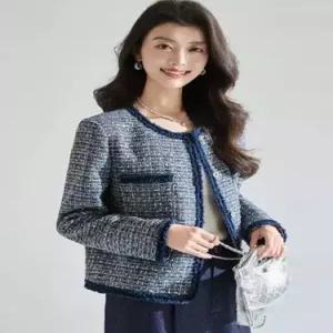 여성 하프 그레이 캐주얼 데일룩 코트 봄가을 수술 퍼 트위드 핀턱 DAOL1