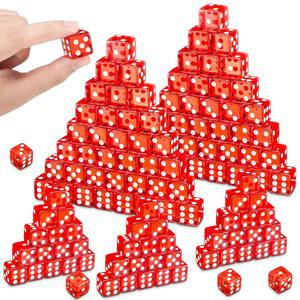 [미국배송] POEN 150 팩 표준 게임 주사위 벌크 16MM 아크릴 카지노 D6 보드 활동 생일 파티 용품(클리어 레드 스퀘어 코너)