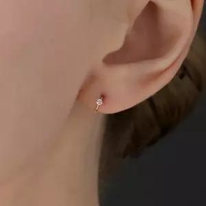 18k 싱글 스톤 원터치 귀걸이