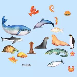 실사 인형 돌고래 외 20개입 해양 생물 물고기 고래 상어 펭귄 거북이 고양이 장난감 누리 과정 교구