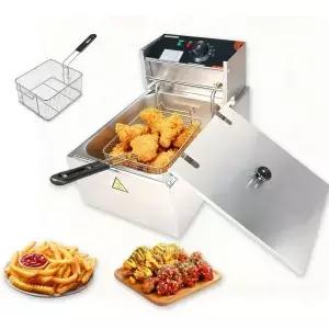 바구니가 있는 상업용 전기 딥 프라이어 9.1Qt/8.6L 대용량 스테인리스 스틸 1500W 급속 난방 타이머 및