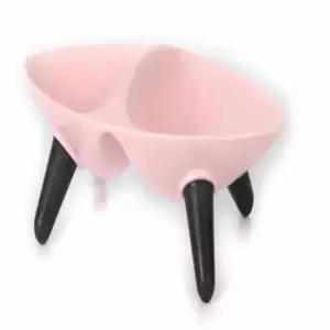 [반려] 반려동물 식탁 핑크 강아지식기받침대 강아지밥그릇2구 강아지원목식탁