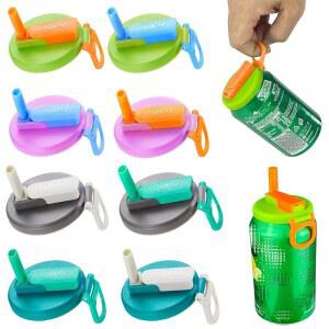 [미국배송] DIPESI 8팩 8색 소다 캔 뚜껑 빨대 팝 캔 뚜껑 재사용 가능한 실리콘 빨대 소다 U200BCAN 커버 BPA 프리 소다 콜라 맥주 주스 음료용 재사용 가능한 캔 커버 표준 캔에 맞습니다