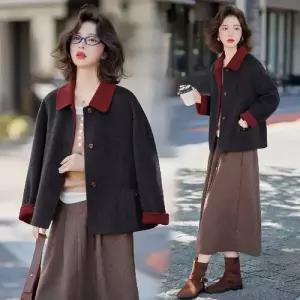 모직 여성용 숄카라 코트 아이템 가을룩 리버시블 트렌디 HT3