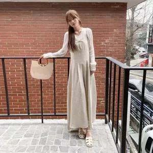 [하프클럽/]여성 루즈핏 레이어드 맥시 뷔스티에 드레스