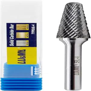 카바이드 버 볼-노즈 콘 SL-4 더블 컷 1/2 x 1 1/8 헤드 1/4인치 섕크 텅스텐 제작 금속 조각 연마 및
