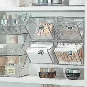 화장솜 정리함 욕실 거울 수납함 세안 수건 정리 벽걸이형 투명 면봉꽂이 립스틱용 전용 기구