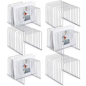 chivvertion 6개 데스크톱 정리함 와이어 데스크 금속 섹션(실버) 스탠드업 스탠드, 사무실용 11개 파일 수직