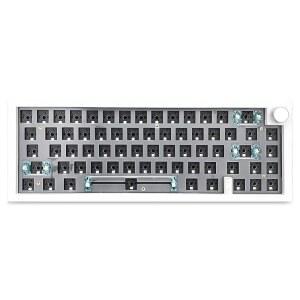 zmx gmk67 키보드 베어본 키트, 핫 기계식 스왑 프로그래머블 65% 5.0/2.4g 개스킷 키보드, 무선 미니 노브 커스텀 키트(화이트) 모드 마운트 게이밍 트라이 diy pcb rgb 블루투스 /type-c