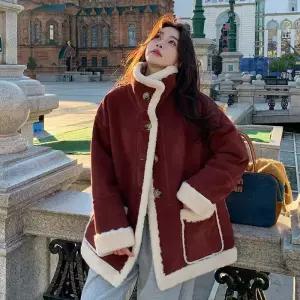 라이크 모피 양면 여자코트 퍼 일체형 코트 램스울 원템1