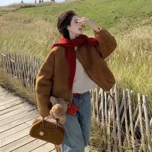 일체형 모피 퍼 램스울 라이크 양면 코트 여자코트 원템1