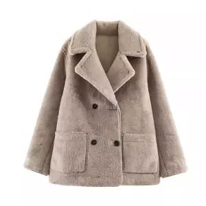 캐주얼 모피 양면 따뜻한 라이크 세무 코트 여자코트 원템1