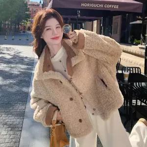 여자코트 모피 코트 양 램스울 면 원템1