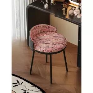 패브릭 높은 동그란의자 북유럽 카운터 촬영용 스툴 카페 고정형 빈티지레드 린넨 + 블랙