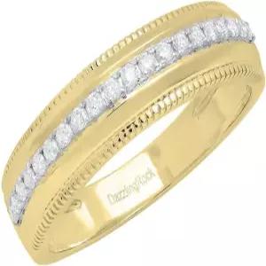 블래즐링록 컬렉션 0.26 Ctw 10K 솔리드 골드 라운드 화이트 내추럴 다이아몬드 남성 결혼 기념 밴드