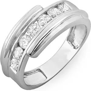 블래즐링록 컬렉션 1.25 Ctw 솔리드 골드 라운드 내추럴 다이아몬드 남성 기념 밴드