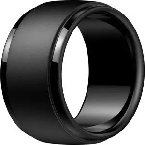 나로 남성용 실리콘 웨딩 링 - 클래식 블랙 스타일 고무 밴드 10mm 너비 야외/선물용 두꺼운 하프 사이즈