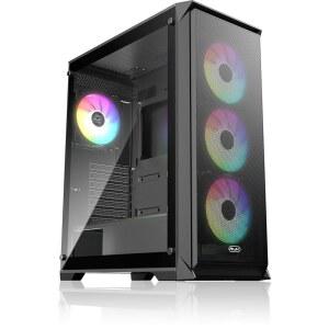 라이진텍 아카디아 41 블랙-ms4 미드 타워 pc 높은 argb 디자인, 지원 위한 스타일리시한 유리, 설치, 및 팬 atx 어드레서블 게이밍 사전 공기 빌드를 4 120mm 조명, 흐름 미니멀리스트 케이스,