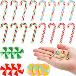 크리스마스 트리 노 홀 걸이 공예 DIY 스크랩북을 위한 120개의 미니 캔디 페퍼민트 장식 가짜 레인보우