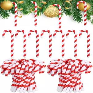 페레이클 100개 크리스마스 플라스틱 사탕 지팡이 장식품 공예용 미니 트리 홈 데코