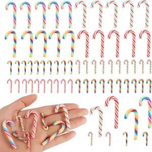 FOIMAS 60pcs 공예용 미니 캔디 지팡이 크리스마스 트리 걸이 장식 용품용 플라스틱 가짜 장식품