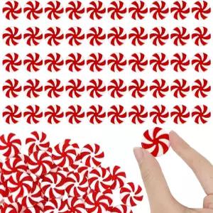 크리스마스 장식품 트리를 위한 사탕 50개의 가짜 플라틱 캔디 파티 장식용 빨간색과 흰색 지팡이 걸이