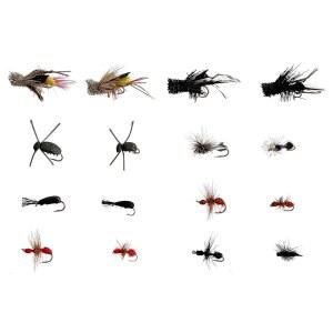 피싱 송어 파리 - 개미, 호퍼, 딱정벌레 사계절용 습식 파리 모음 - 8가지 패턴의 파리 16개 - 송어 및 기타 대형 민물 물고기용 사이즈 14, 16 각 사이즈 1개