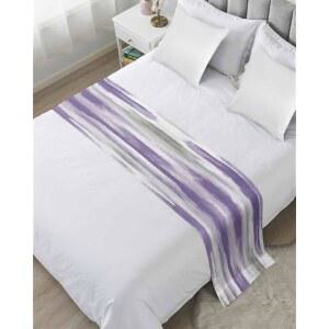 퍼플 그레이 침대 러너 스카프 풀 퀸 사이즈, 빈티지 컨트리 추상 그라데이션 에스테틱 럭셔리 던지기 & 트윈 킹 풋 침대, 침실 호텔 장식, 83인치 x20