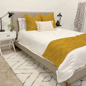 ABP 컬렉션 침대 러너 세트 - 100% 순면 800 스레드 카운트 고급스러운 핀치 플리트 1개와 베개 커버 2개 3피스 킹, 골드