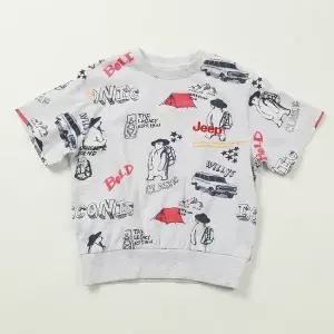 MARIO지프키즈 캠핑베어 전판싱글 반팔 맨투맨 KP2TSU225 2가지색상 상하셋업 구성