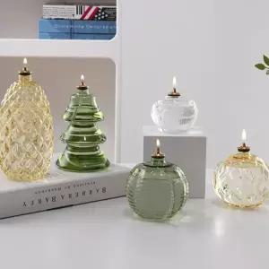 호환  화려한 유리 오일 램프 모던 멀리스트 캔들 홀더 장식품 크리스마스 장식 홈데스크탑 무연 크리스피