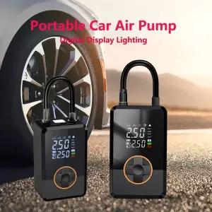 무선에어펌프 공기주입기 휴대용 스마트 차량용 공기 펌프 디지털 디스플레이 LED 조명 야외 비상 무선 자