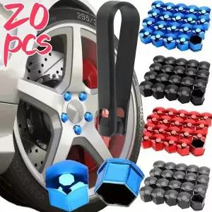 20/40pcs 자동차 휠 너트 캡 보호 커버 캡 녹 방지 자동 허브 나사 커버 자동차 타이어 너트 볼트 외부 장
