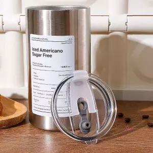 스텐레스 빨대포함 500ml 실버 보온보냉 텀블러tuv982