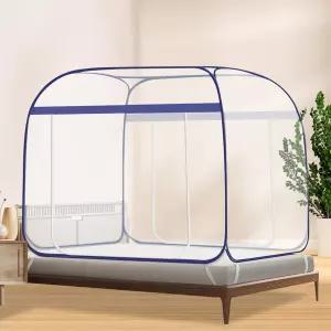 파티오 침대 텐트 킹 사이즈 휴대용 모기장용 파피너 87 79인치 블루