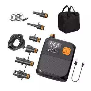 무선에어펌프 공기주입기 휴대용 패들 보드 펌프 25PSI 고압 전기 공기 압축기 보조베터리 6개 노즐 LED 조