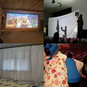 인형극 천막 그림자극 연극 크로마키 스크린 배경막 쇼 공연 손전등 무대