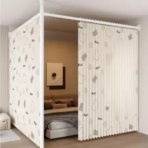 공간분리 커튼 무타공 파티션 벽면 가림막 압축봉 중문 화장실 간이벽 칸막이